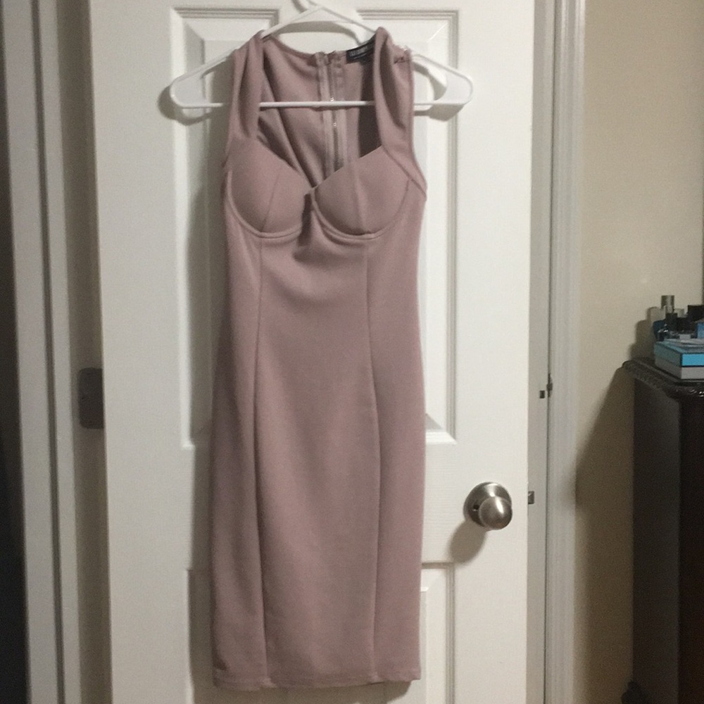 Mauve cap sleeve dress with shirt back slit